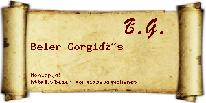 Beier Gorgiás névjegykártya
